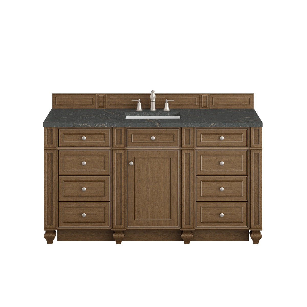 Bristol 60" Single Vanity, Saddle Brown w/ 3 CM Parisien Bleu Silestone Top