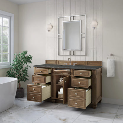 Bristol 60" Single Vanity, Saddle Brown w/ 3 CM Parisien Bleu Silestone Top, view 4