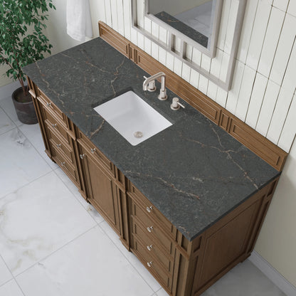 Bristol 60" Single Vanity, Saddle Brown w/ 3 CM Parisien Bleu Silestone Top, view 5