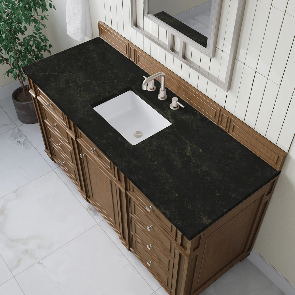Bristol 60" Single Vanity, Saddle Brown, w/ 3 CM Phantome Eclos Top, view 5