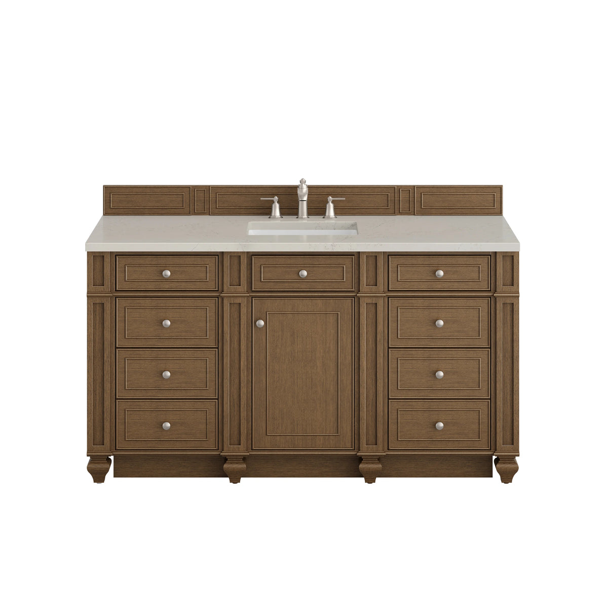Bristol 60" Single Vanity, Saddle Brown, w/ 3 CM Siberian Silestone Top