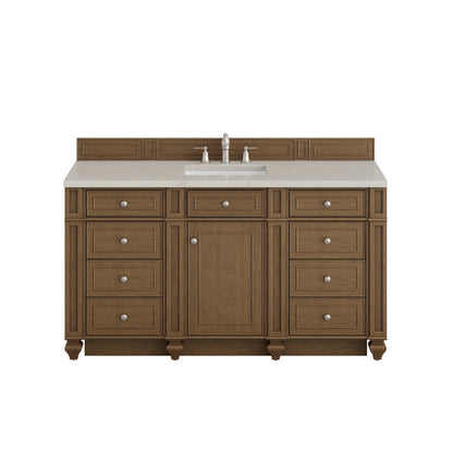 Bristol 60" Single Vanity, Saddle Brown, w/ 3 CM Siberian Silestone Top
