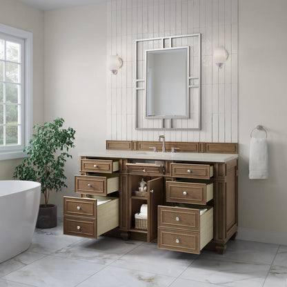 Bristol 60" Single Vanity, Saddle Brown, w/ 3 CM Siberian Silestone Top, view 4
