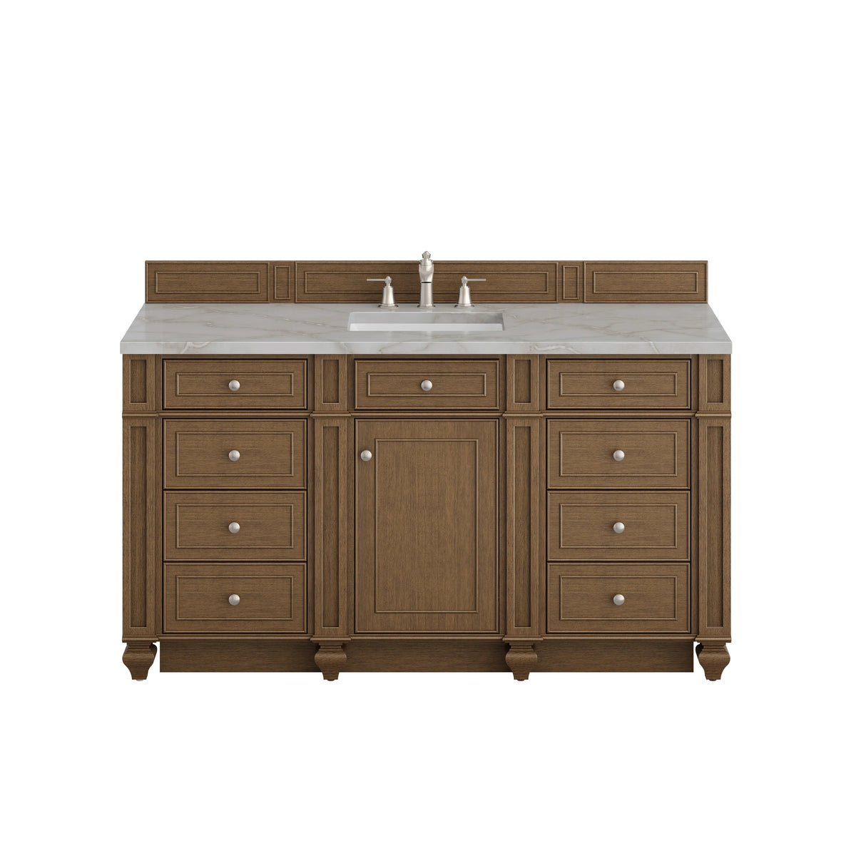 Bristol 60" Single Vanity, Saddle Brown w/ 3 CM Victorian Silver Silestone Top