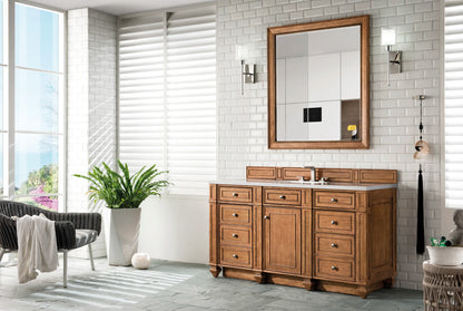 Bristol 60" Single Vanity, Saddle Brown w/ 3 CM White Zeus Silestone Top, view 3