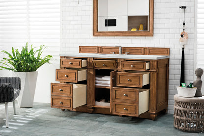 Bristol 60" Single Vanity, Saddle Brown w/ 3 CM Ethereal Noctis Silestone Top w/FreePower Wireless Charger, view 7