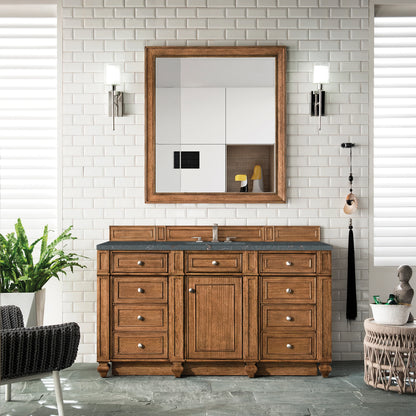 Bristol 60" Single Vanity, Saddle Brown w/ 3 CM Parisien Bleu Silestone Top w/FreePower Wireless Charger, view 5