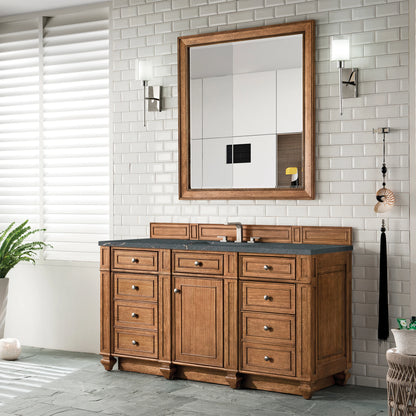 Bristol 60" Single Vanity, Saddle Brown w/ 3 CM Parisien Bleu Silestone Top w/FreePower Wireless Charger, view 6
