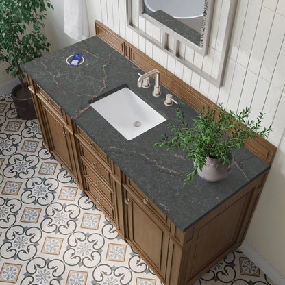 Bristol 60" Single Vanity, Saddle Brown w/ 3 CM Parisien Bleu Silestone Top w/FreePower Wireless Charger, view 8