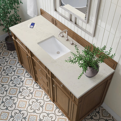 Bristol 60" Single Vanity, Saddle Brown, w/ 3 CM Siberian Silestone Top w/FreePower Wireless Charger, view 7