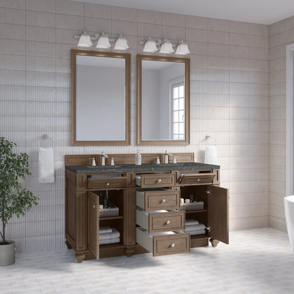 Bristol 60" Double Vanity, Whitewashed Walnut w/ 3 CM Parisien Bleu Silestone Top, view 4