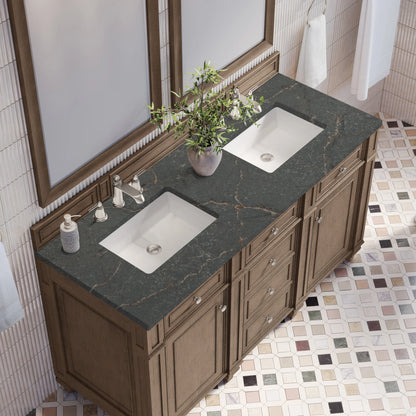Bristol 60" Double Vanity, Whitewashed Walnut w/ 3 CM Parisien Bleu Silestone Top, view 6