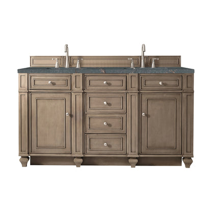 Bristol 60" Double Vanity, Whitewashed Walnut w/ 3 CM Parisien Bleu Silestone Top w/FreePower Wireless Charger