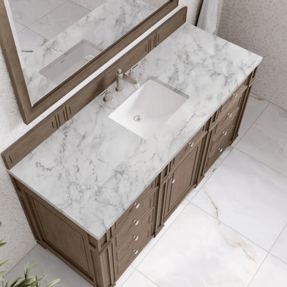 Bristol 60" Single Vanity, Whitewashed Walnut w/ 3 CM Carrara Marble Top, view 5