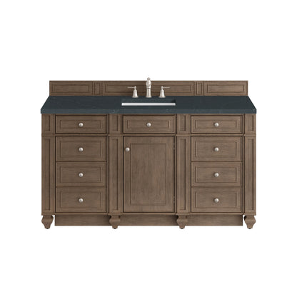 Bristol 60" Single Vanity, Whitewashed Walnut w/ 3 CM Charcoal Soapstone Silestone Top