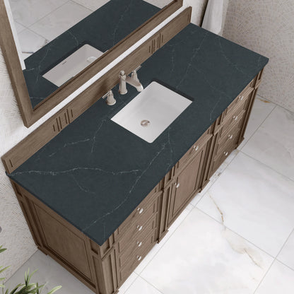 Bristol 60" Single Vanity, Whitewashed Walnut w/ 3 CM Charcoal Soapstone Silestone Top, view 5