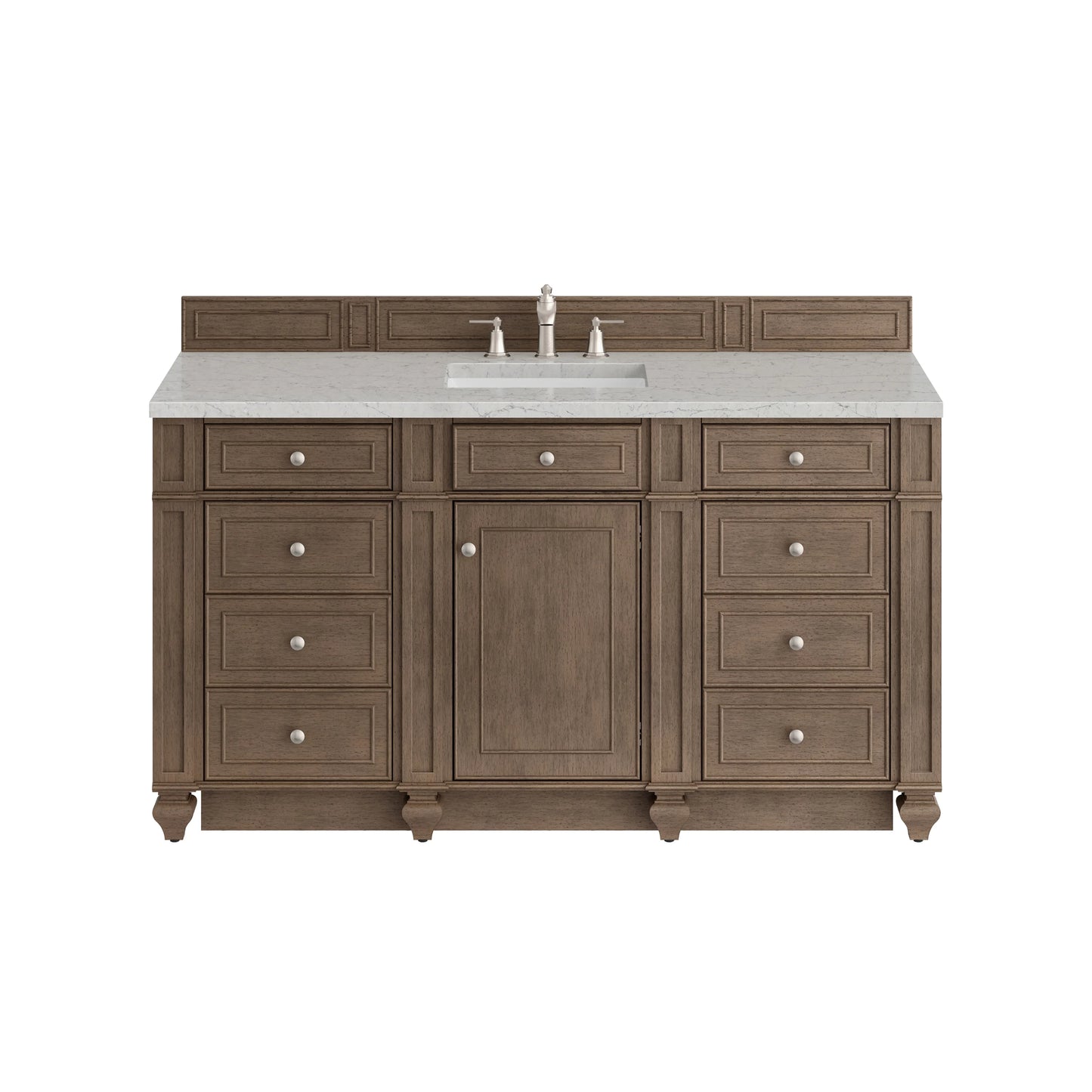 Bristol 60" Single Vanity, Whitewashed Walnut w/ 3 CM Eternal Jasmine Pearl Silestone Top