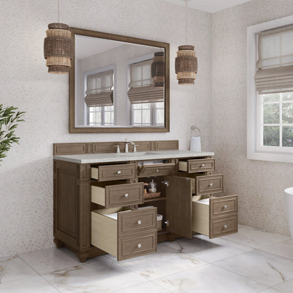 Bristol 60" Single Vanity, Whitewashed Walnut w/ 3 CM Eternal Jasmine Pearl Silestone Top, view 4