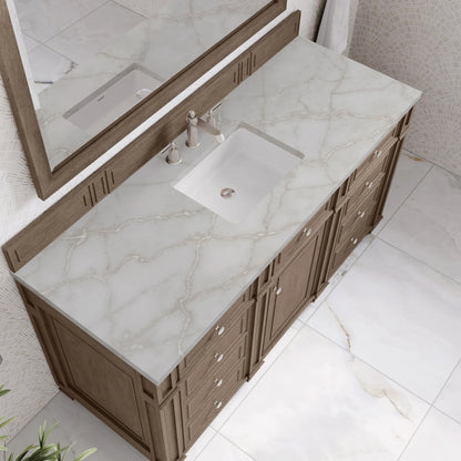 Bristol 60" Single Vanity, Whitewashed Walnut w/ 3 CM Victorian Silver Silestone Top, view 5