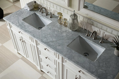 Bristol 72" Double Vanity, Bright White w/ 3 CM Carrara Marble Top, view 5