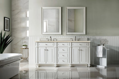 Renovate for Less Atlanta Bristol 72" Double Vanity, Bright White w/ 3 CM Eternal Marfil Silestone Top, view 2
