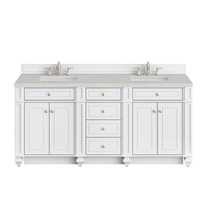 Bristol 72" Double Vanity, Bright White w/ 3 CM Lime Delight Silestone Top