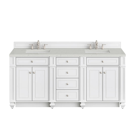 Bristol 72" Double Vanity, Bright White w/ 3 CM Lime Delight Silestone Top