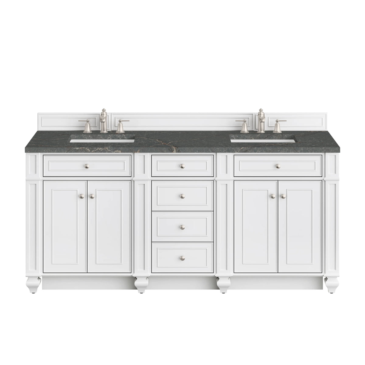 Bristol 72" Double Vanity, Bright White w/ 3 CM Parisien Bleu Silestone Top