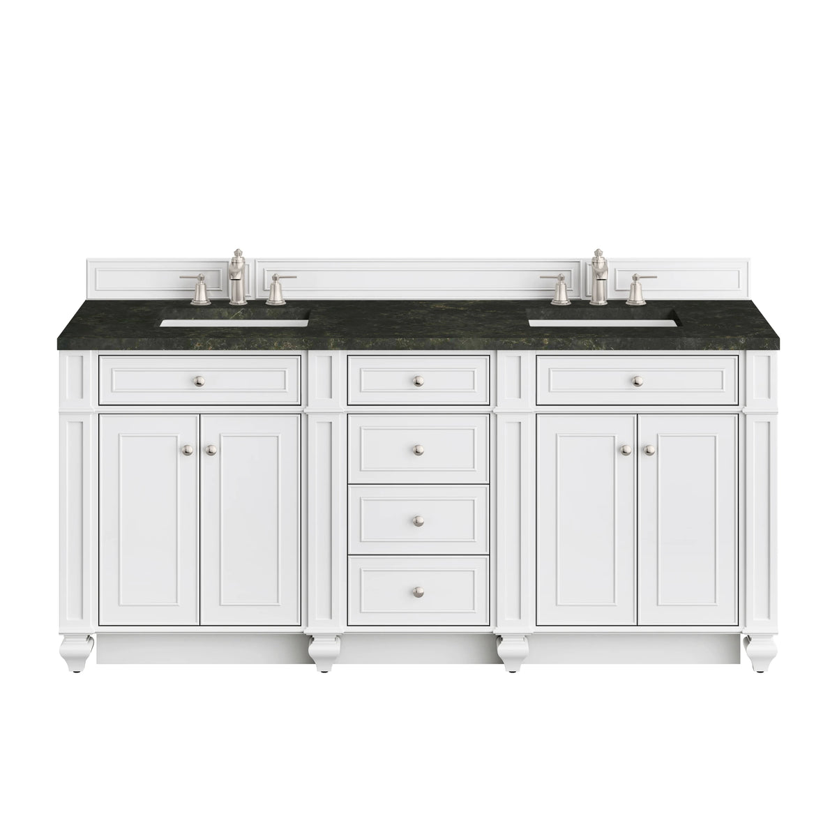 Bristol 72" Double Vanity, Bright White, w/ 3 CM Phantome Eclos Top