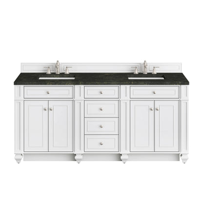 Bristol 72" Double Vanity, Bright White, w/ 3 CM Phantome Eclos Top