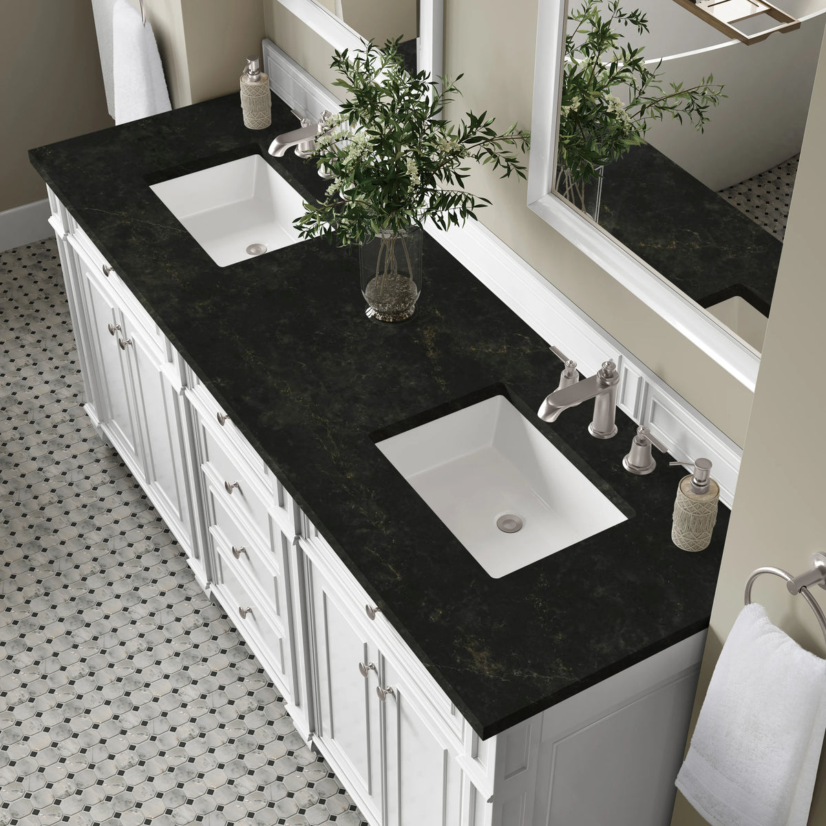 Bristol 72" Double Vanity, Bright White, w/ 3 CM Phantome Eclos Top, view 6