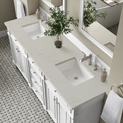 Bristol 72" Double Vanity, Bright White, w/ 3 CM Siberian Silestone Top, view 6