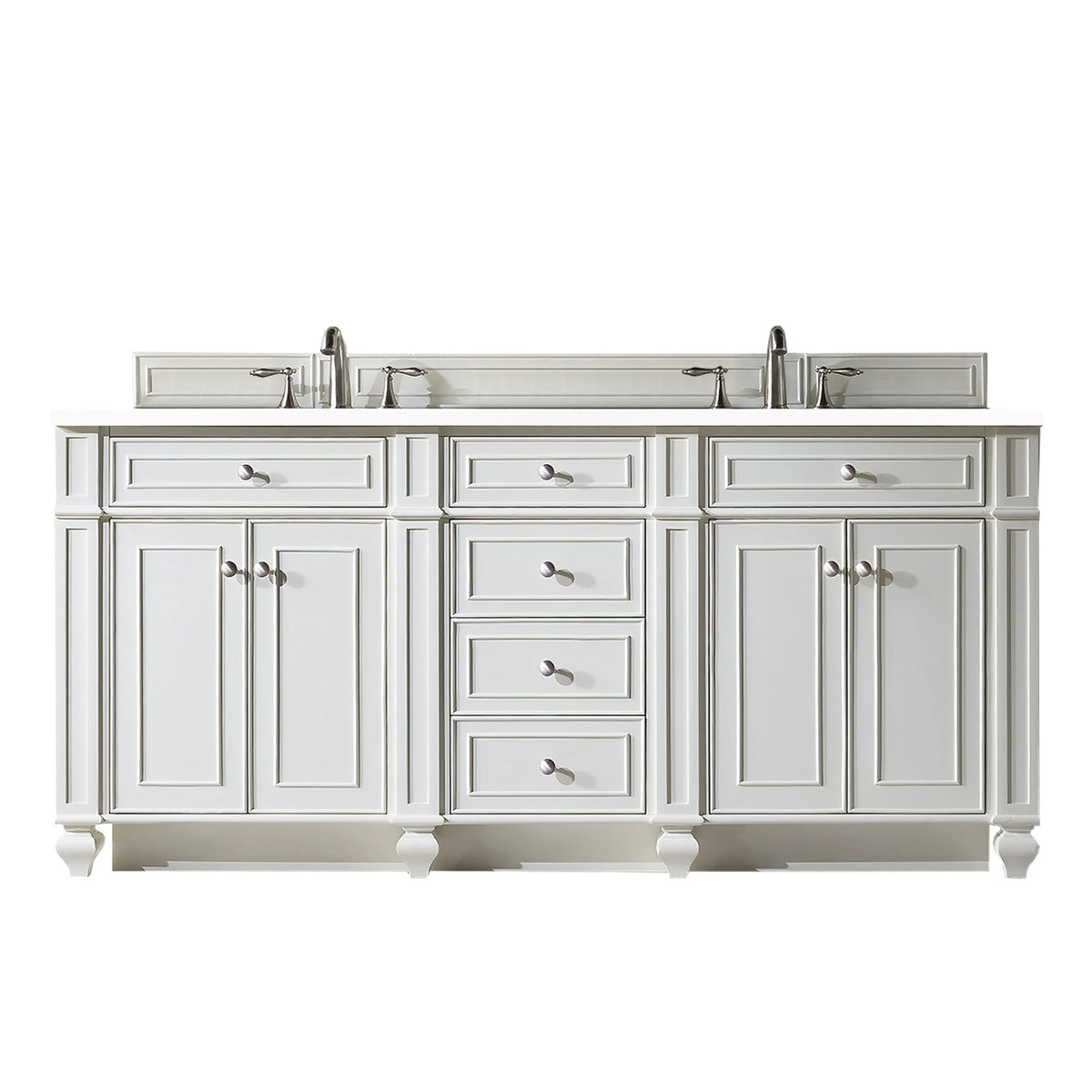 Bristol 72" Double Vanity, Bright White w/ 3 CM White Zeus Silestone Top