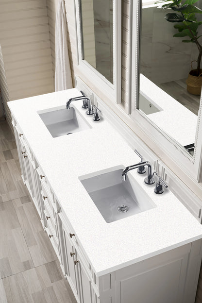 Bristol 72" Double Vanity, Bright White w/ 3 CM White Zeus Silestone Top, view 2