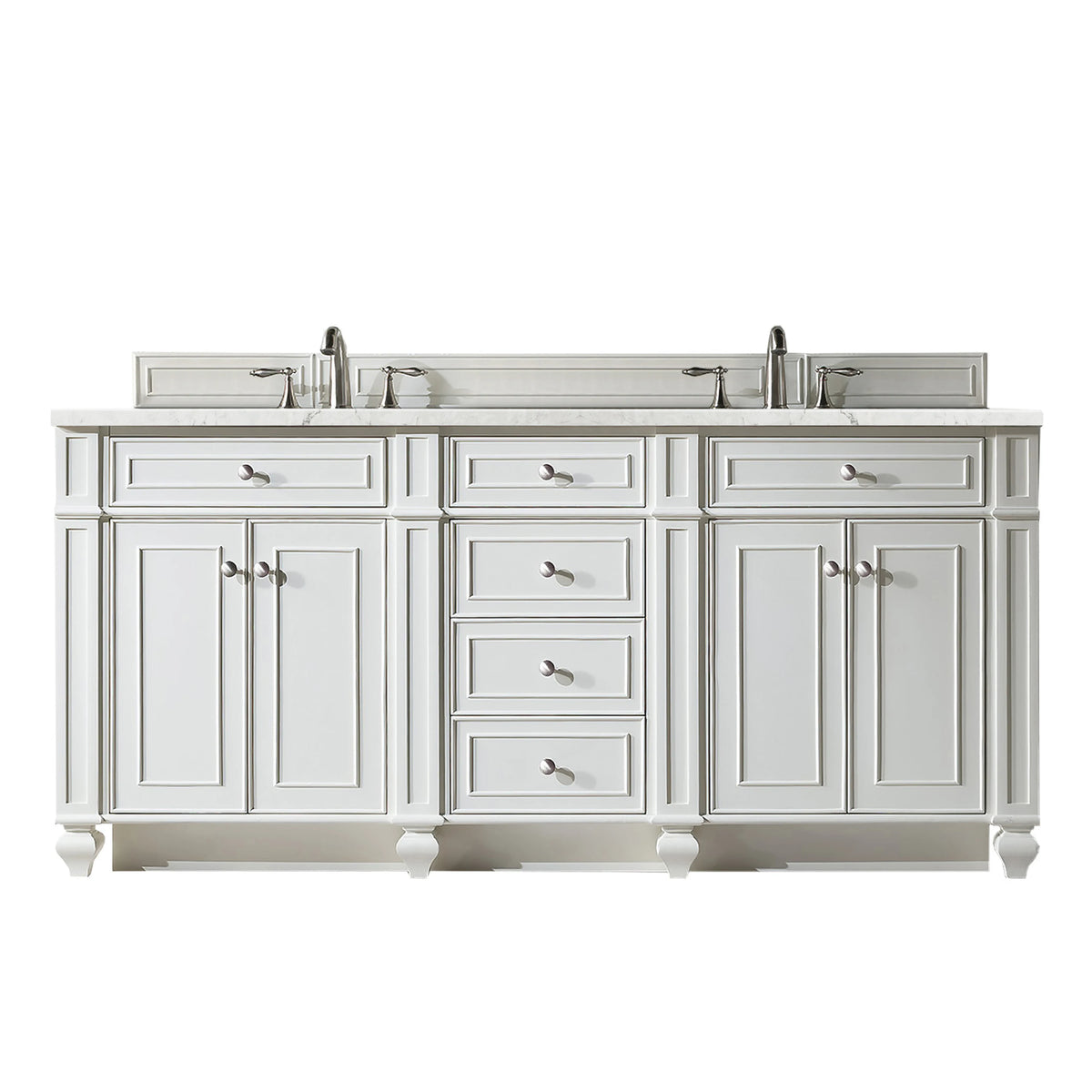 Bristol 72" Double Vanity, Bright White w/ 3 CM Eternal Jasmine Pearl Silestone Top w/FreePower Wireless Charger