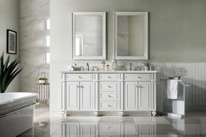 Bristol 72" Double Vanity, Bright White w/ 3 CM Eternal Jasmine Pearl Silestone Top w/FreePower Wireless Charger, view 5