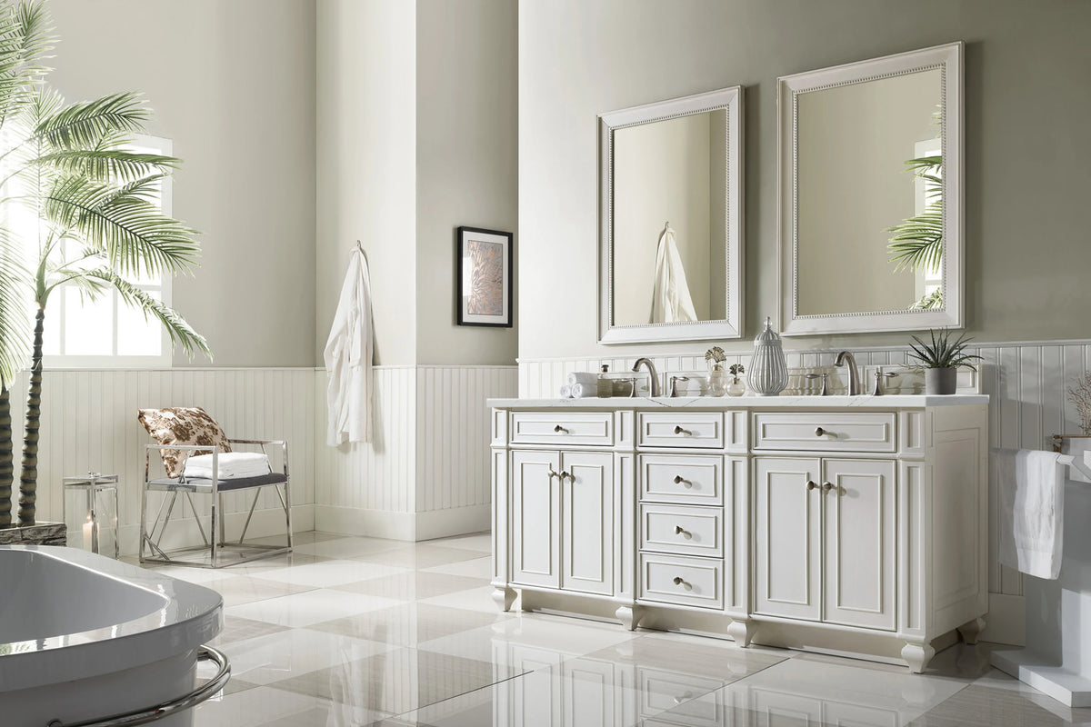 Bristol 72" Double Vanity, Bright White w/ 3 CM Ethereal Noctis Silestone Top w/FreePower Wireless Charger, view 6