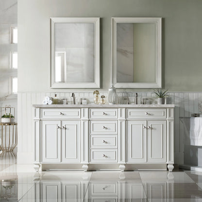 Bristol 72" Double Vanity, Bright White w/ 3 CM Victorian Silver Silestone Top w/FreePower Wireless Charger, view 5