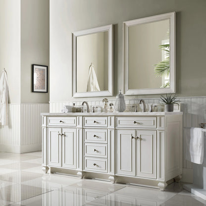 Bristol 72" Double Vanity, Bright White w/ 3 CM Victorian Silver Silestone Top w/FreePower Wireless Charger, view 6