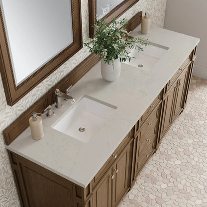 Bristol 72" Double Vanity, Saddle Brown, w/ 3 CM Siberian Silestone Top, view 6