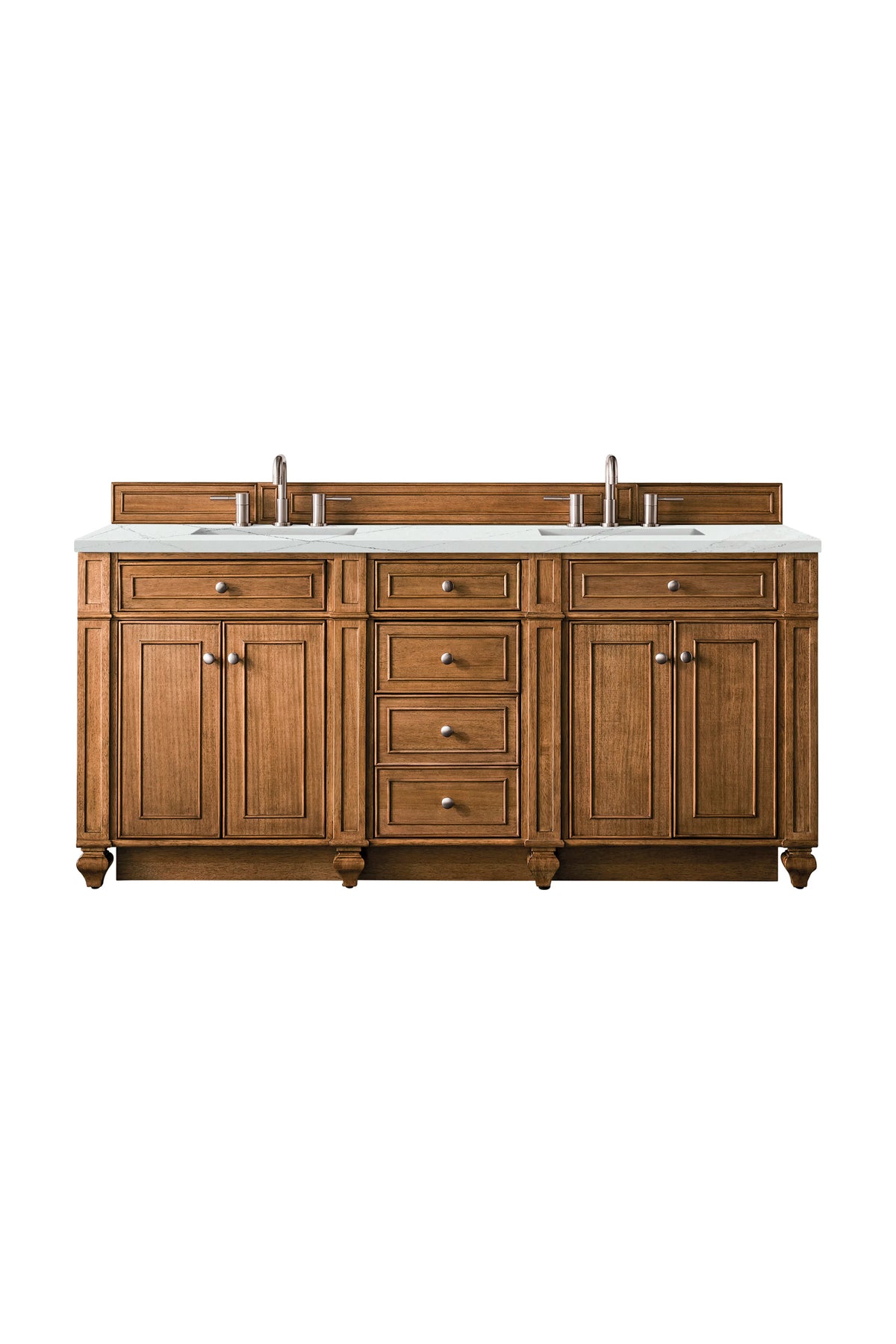 Bristol 72" Double Vanity, Saddle Brown w/ 3 CM Ethereal Noctis Silestone Top w/FreePower Wireless Charger