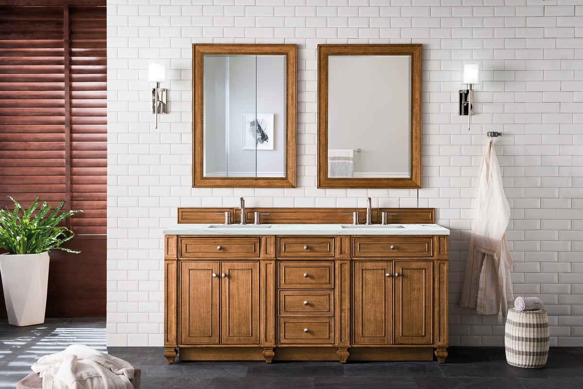 Bristol 72" Double Vanity, Saddle Brown w/ 3 CM Ethereal Noctis Silestone Top w/FreePower Wireless Charger, view 5