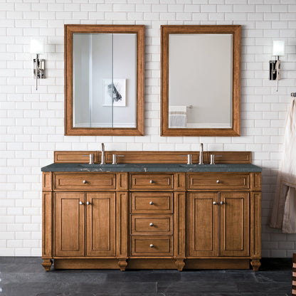 Bristol 72" Double Vanity, Saddle Brown w/ 3 CM Parisien Bleu Silestone Top w/FreePower Wireless Charger, view 5