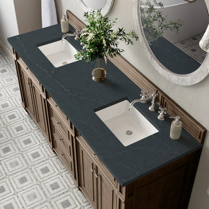 Bristol 72" Double Vanity, Whitewashed Walnut w/ 3 CM Charcoal Soapstone Silestone Top, view 5