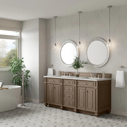 Bristol 72" Double Vanity, Whitewashed Walnut w/ 3 CM Eternal Jasmine Pearl Silestone Top, view 3