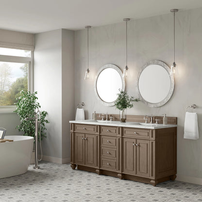 Bristol 72" Double Vanity, Whitewashed Walnut w/ 3 CM Ethereal Noctis Silestone Top, view 3