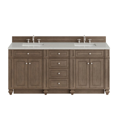 Bristol 72" Double Vanity, Whitewashed Walnut w/ 3 CM Lime Delight Silestone Top