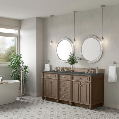Bristol 72" Double Vanity, Whitewashed Walnut w/ 3 CM Parisien Bleu Silestone Top, view 3