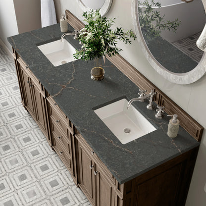 Bristol 72" Double Vanity, Whitewashed Walnut w/ 3 CM Parisien Bleu Silestone Top, view 6