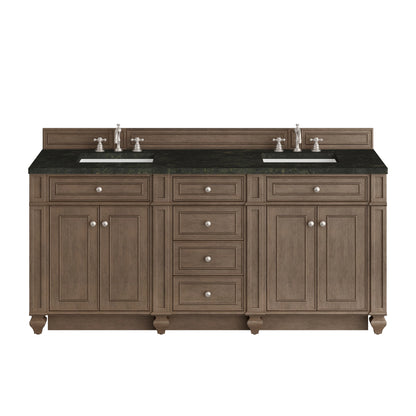 Bristol 72" Double Vanity, Whitewashed Walnut, w/ 3 CM Phantome Eclos Top